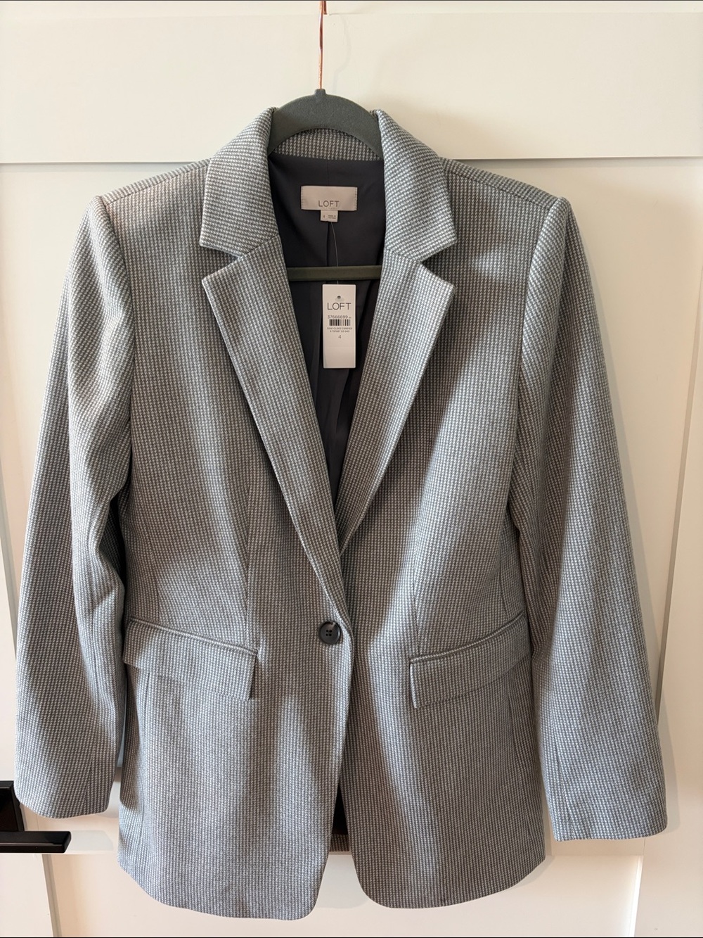 LOFT Light Gray Textured Single-Button Blazer